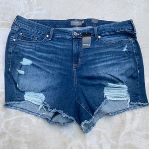 Torrid Skinny Short Shorts - Light Wash with Destruction